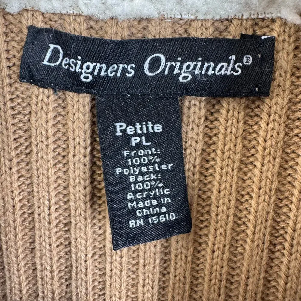 Designers Originals Faux Shearling Vest Petite Large Tan Toggle Sherpa Boho